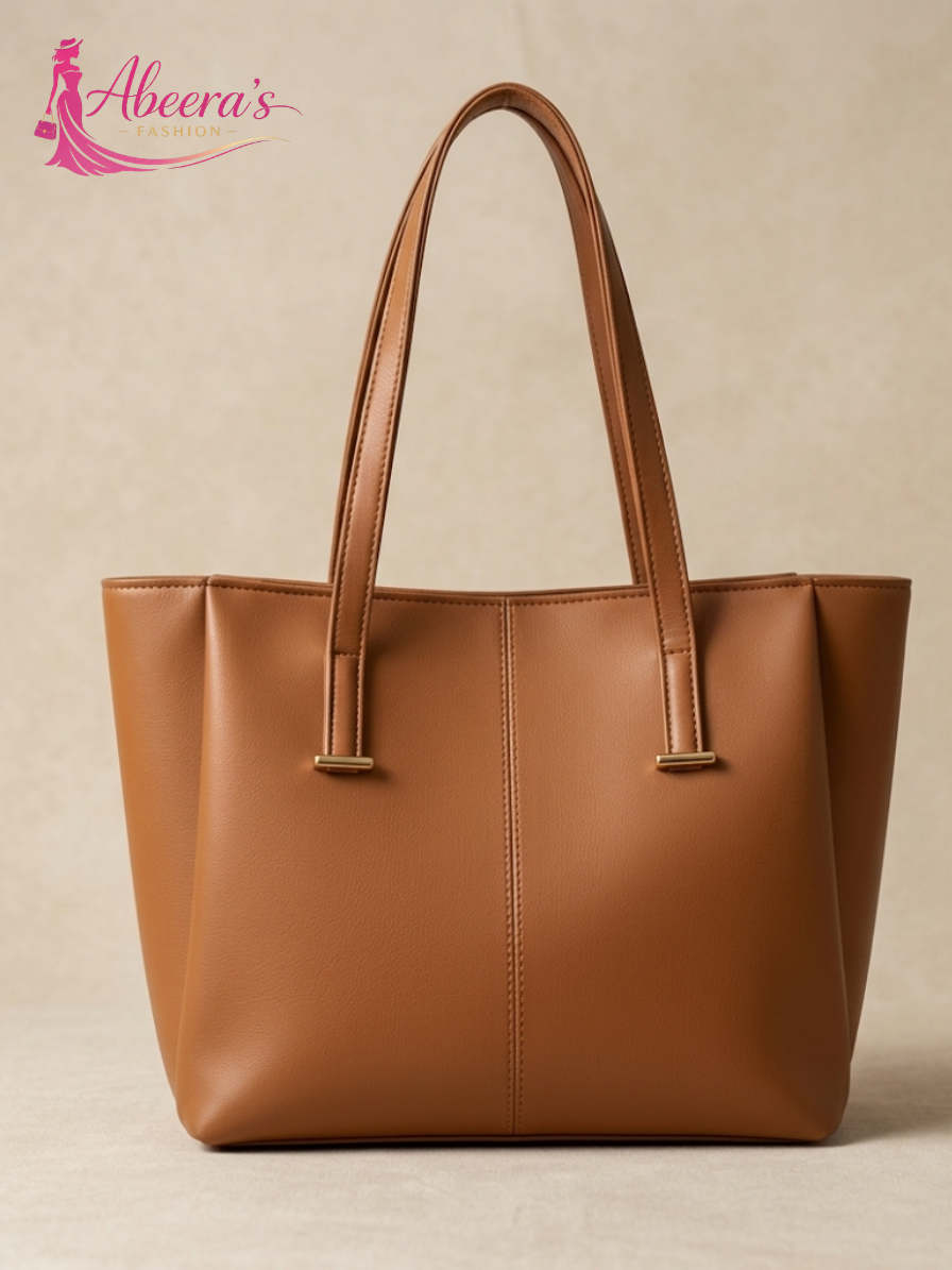 Brown Leather Handbag for Women – Classic Everyday Shoulder Bag Abeeras Fashion