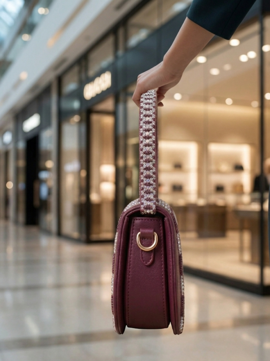 Purple Handbag – Traditional Pakistani Printed Bag Abeeras Fashion