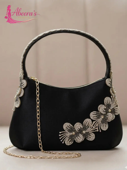 Black & Golden Handbag – Embellished Elegant Women's Bag Abeeras Fashion