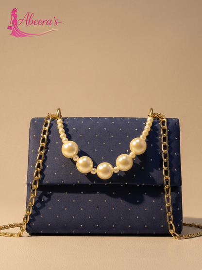 Blue Moti Beaded Handbag – Traditional Pakistani Women's Bag Abeeras Fashion
