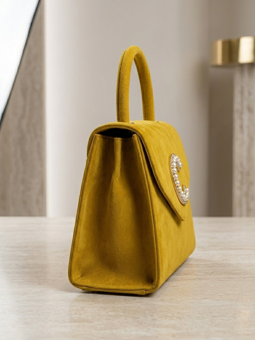 Yellow Leather Handbag for Women – Bright Stylish Shoulder Bag Abeeras Fashion