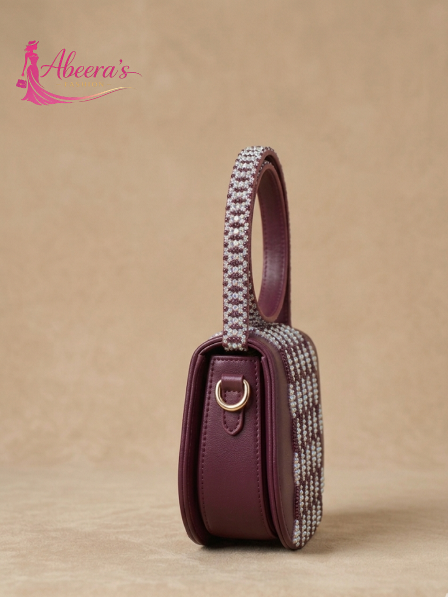 Purple Handbag – Traditional Pakistani Printed Bag Abeeras Fashion