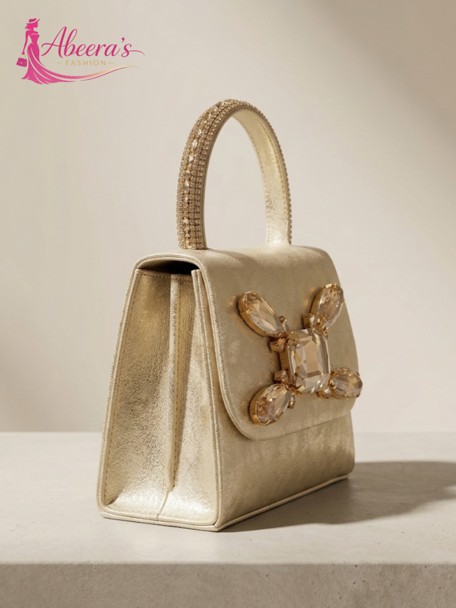 Golden Star Handbag for Women – Embellished Glamour Evening Bag Abeeras Fashion