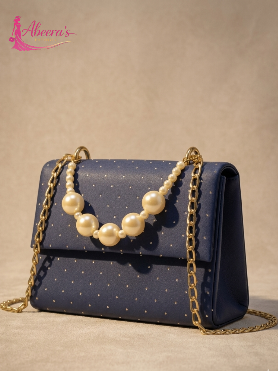 Blue Moti Beaded Handbag – Traditional Pakistani Women's Bag Abeeras Fashion