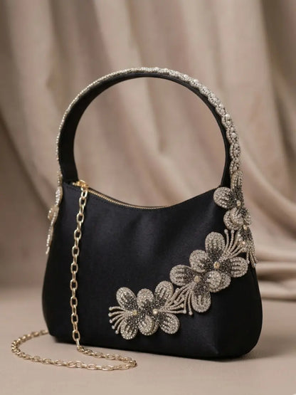 Black & Golden Handbag – Embellished Elegant Women's Bag Abeeras Fashion