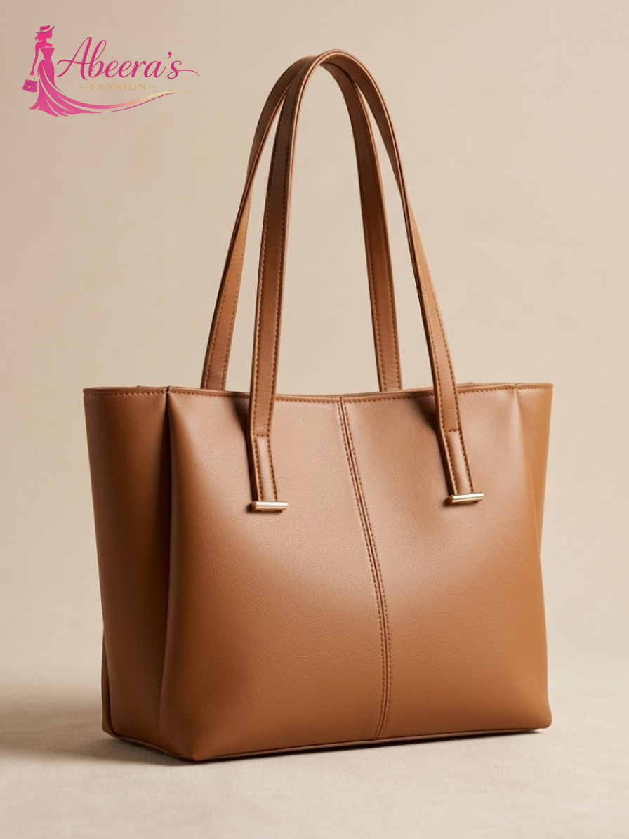 Brown Leather Handbag for Women – Classic Everyday Shoulder Bag Abeeras Fashion