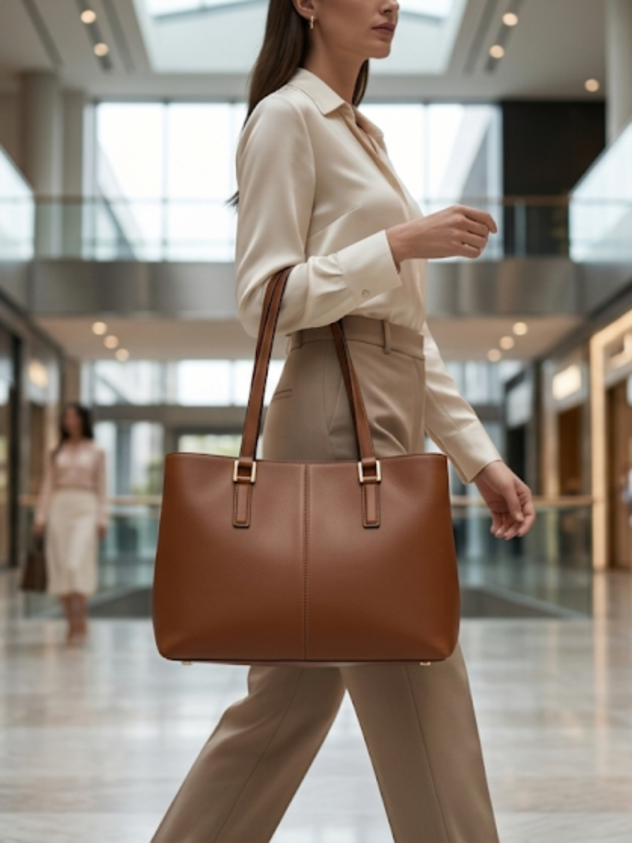 Brown Leather Handbag for Women – Classic Everyday Shoulder Bag Abeeras Fashion