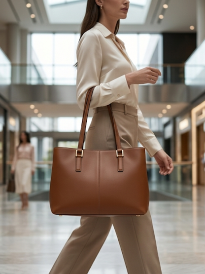 Brown Leather Handbag for Women – Classic Everyday Shoulder Bag Abeeras Fashion
