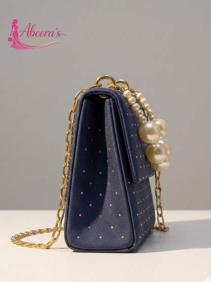 Blue Moti Beaded Handbag – Traditional Pakistani Women's Bag Abeeras Fashion