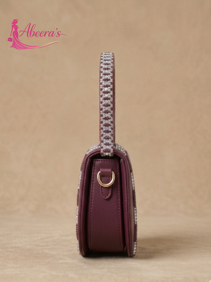 Purple Handbag – Traditional Pakistani Printed Bag Abeeras Fashion