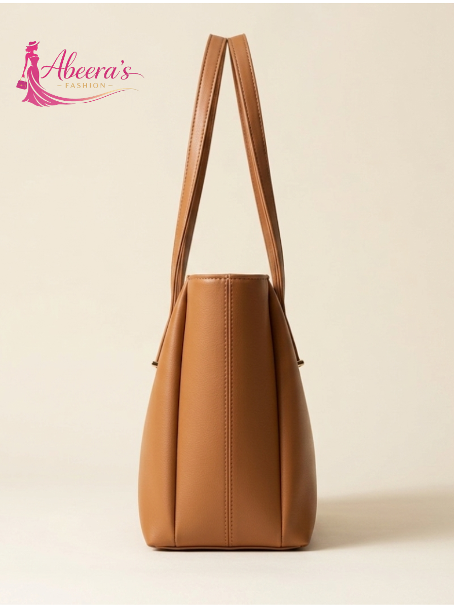 Brown Leather Handbag for Women – Classic Everyday Shoulder Bag Abeeras Fashion