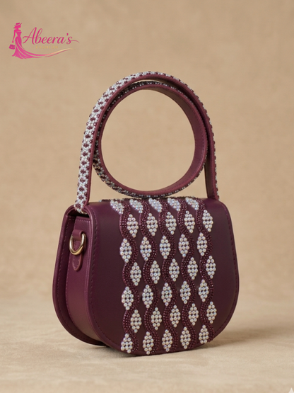 Purple Handbag – Traditional Pakistani Printed Bag Abeeras Fashion