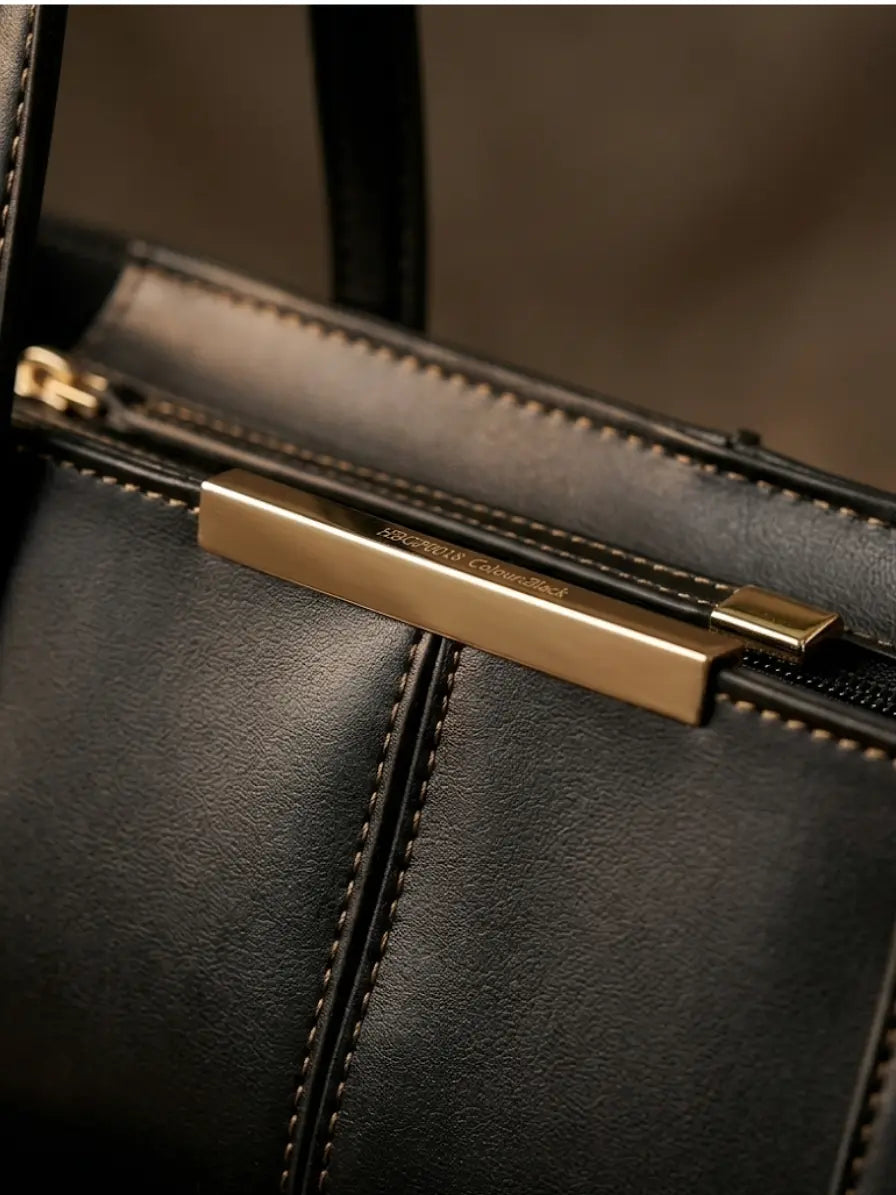 Long Black Handbag for Women – Sleek Structured Shoulder Bag Abeeras Fashion