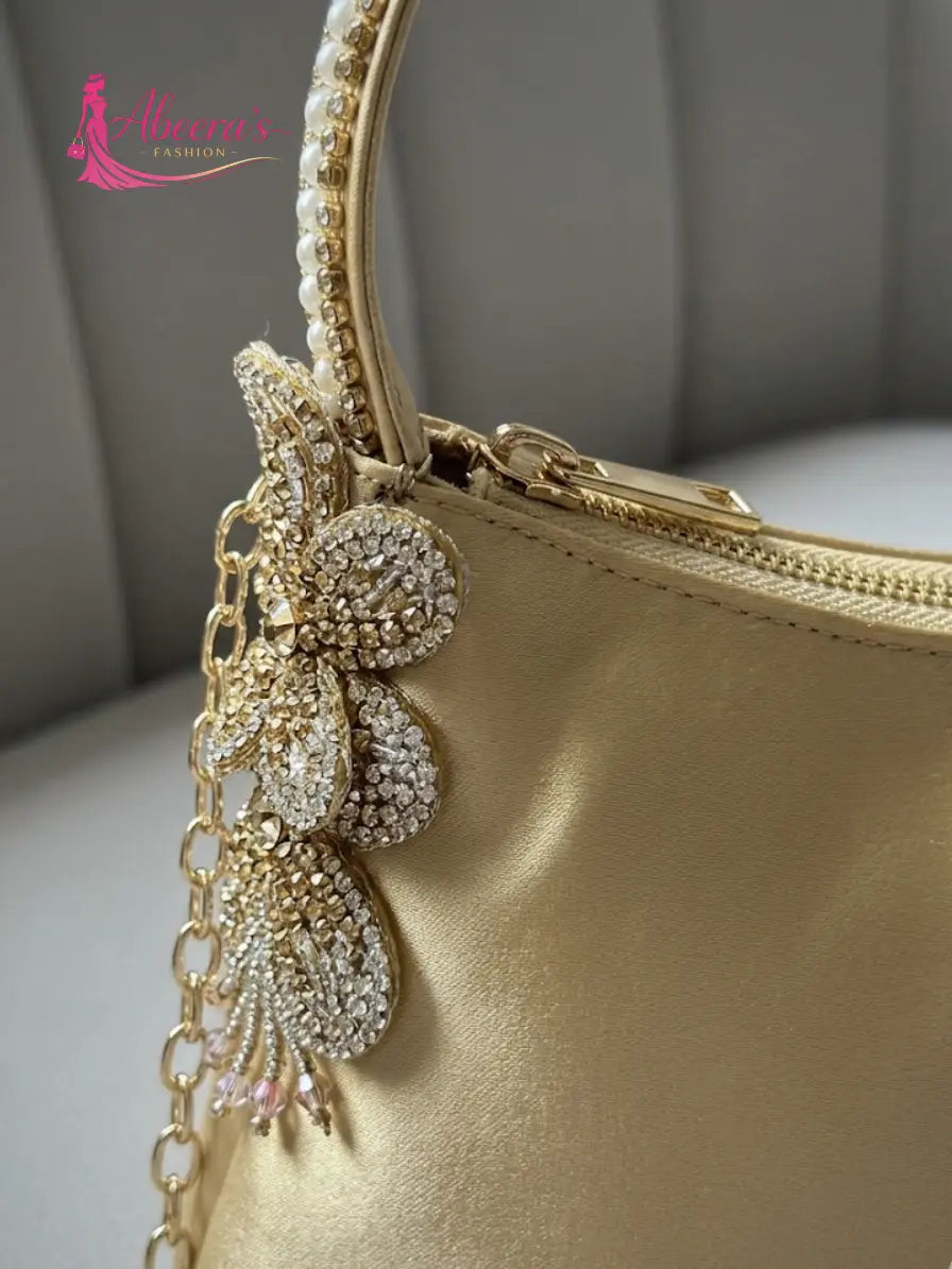 Black & Golden Handbag – Embellished Elegant Women's Bag Abeeras Fashion