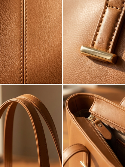Brown Leather Handbag for Women – Classic Everyday Shoulder Bag Abeeras Fashion