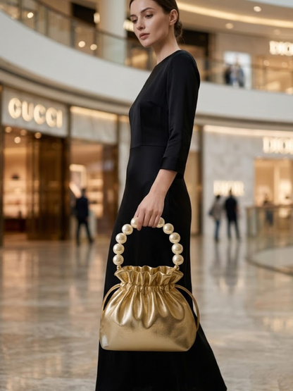 Golden Moti Beaded Handbag – Traditional Handcrafted Women's Bag Abeeras Fashion