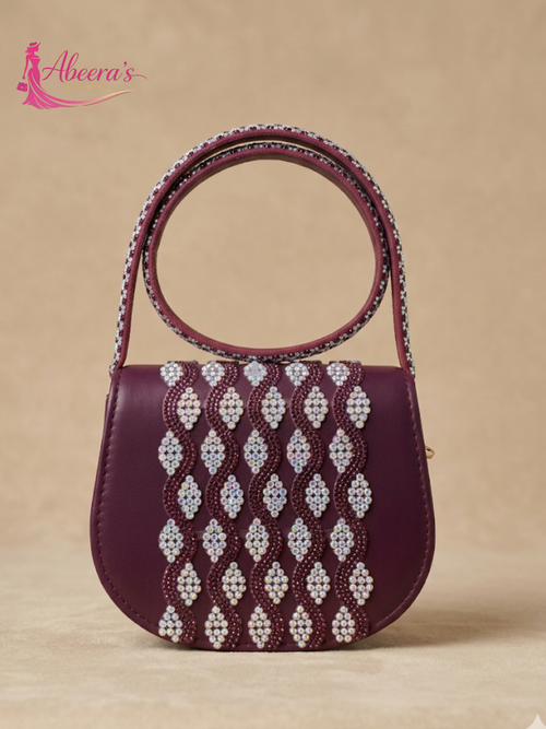 Purple Handbag – Traditional Pakistani Printed Bag Abeeras Fashion