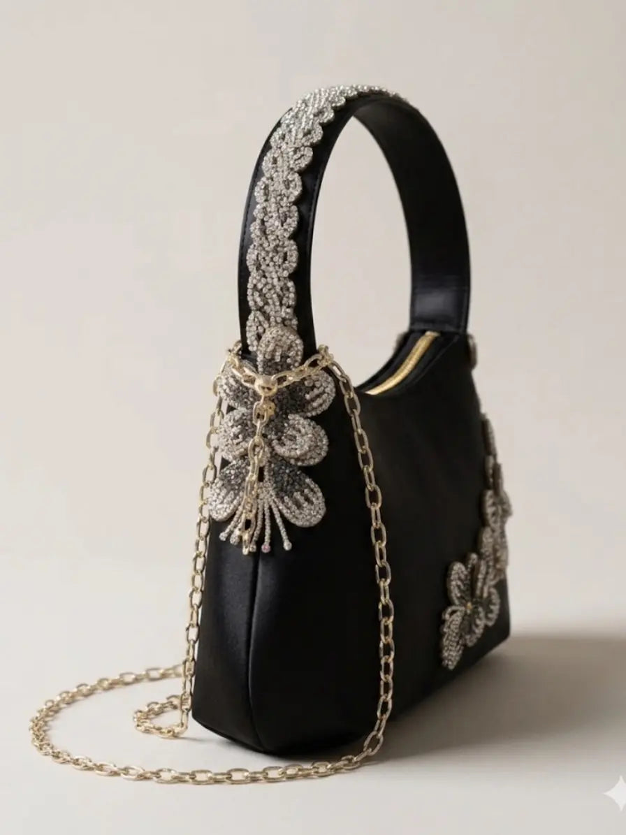 Black & Golden Handbag – Embellished Elegant Women's Bag Abeeras Fashion