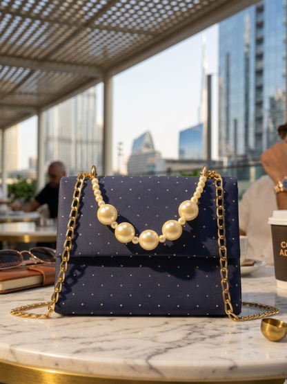 Blue Moti Beaded Handbag – Traditional Pakistani Women's Bag Abeeras Fashion