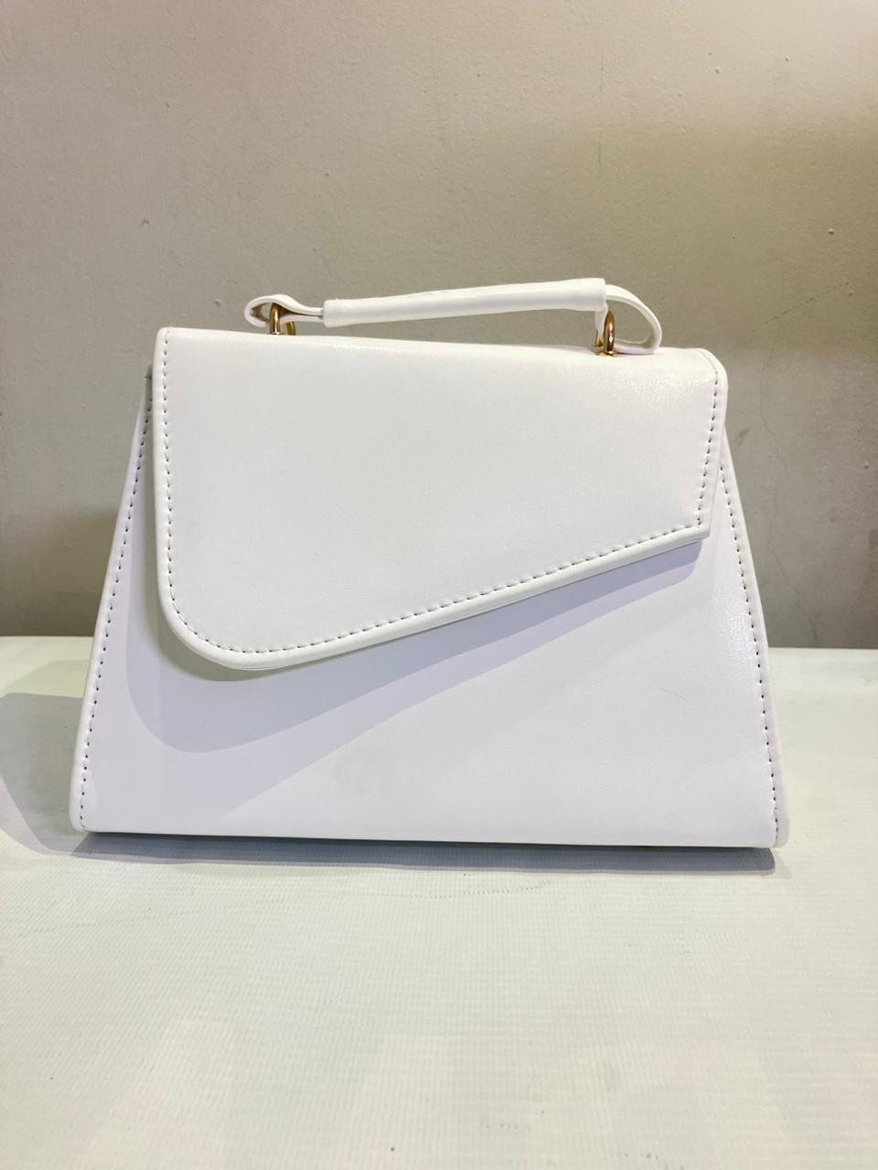 Structured Envelope Flap Handbag | Minimalist Top Handle Bag with Gold Chain Strap Abeeras Fashion