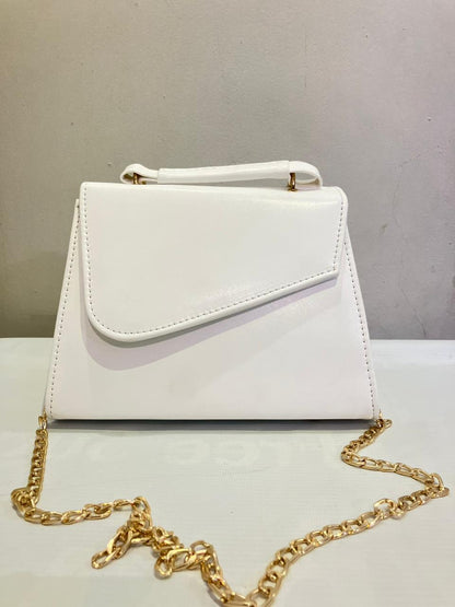 Structured Envelope Flap Handbag | Minimalist Top Handle Bag with Gold Chain Strap Abeeras Fashion