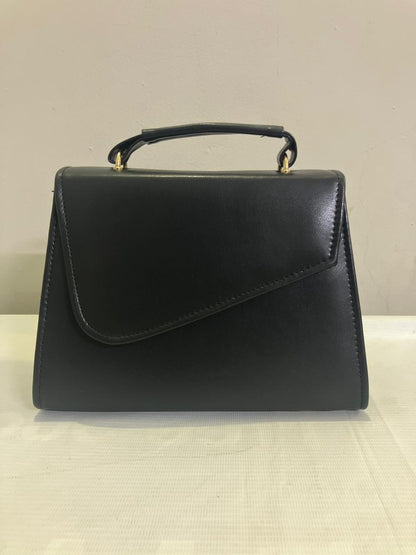 Structured Envelope Flap Handbag | Minimalist Top Handle Bag with Gold Chain Strap Abeeras Fashion