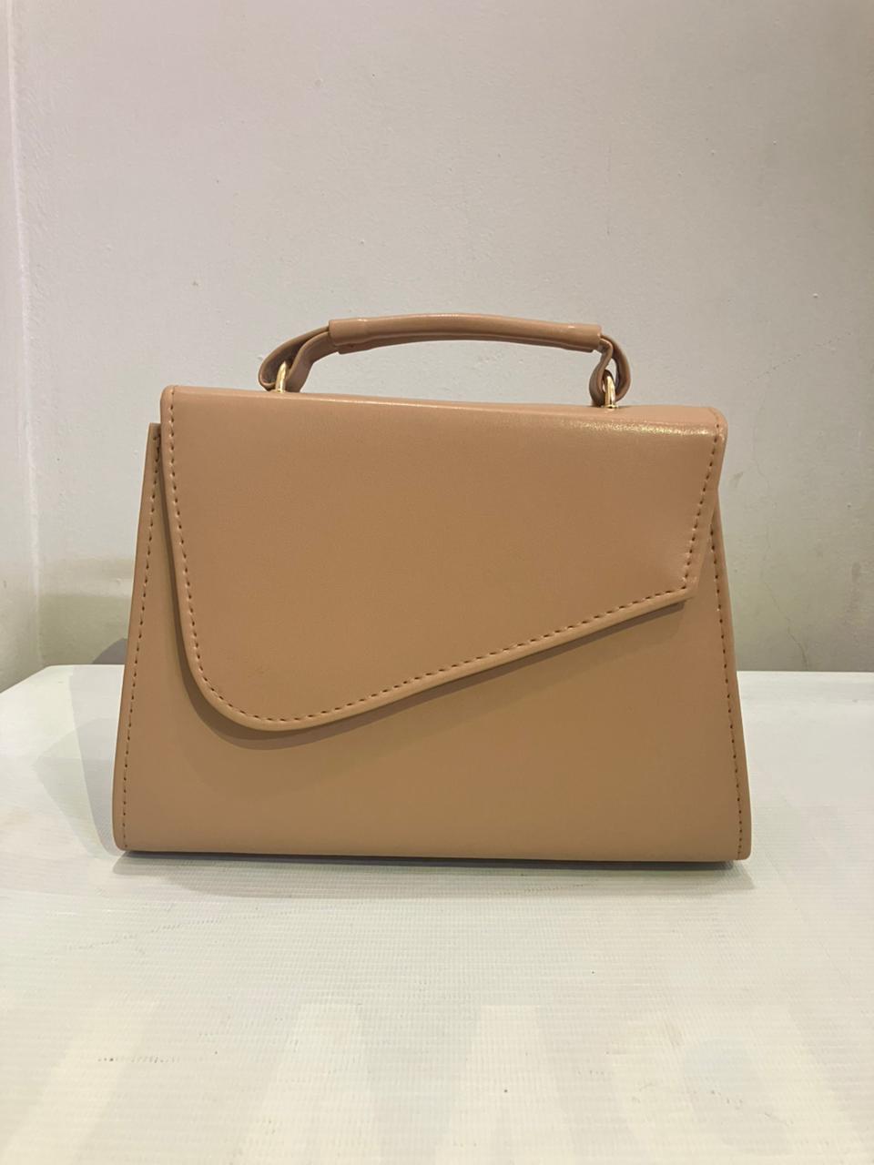 Structured Envelope Flap Handbag | Minimalist Top Handle Bag with Gold Chain Strap Abeeras Fashion