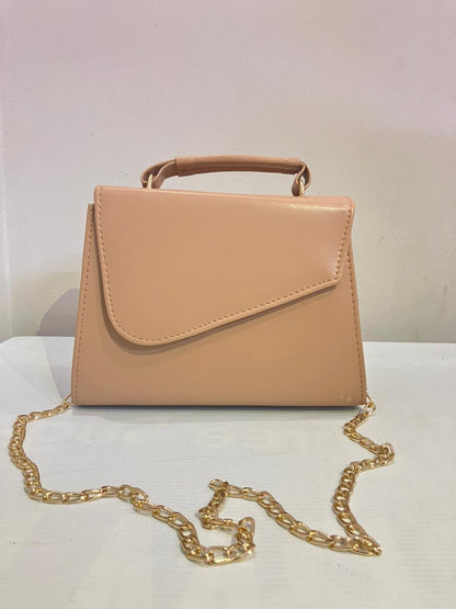 Structured Envelope Flap Handbag | Minimalist Top Handle Bag with Gold Chain Strap Abeeras Fashion