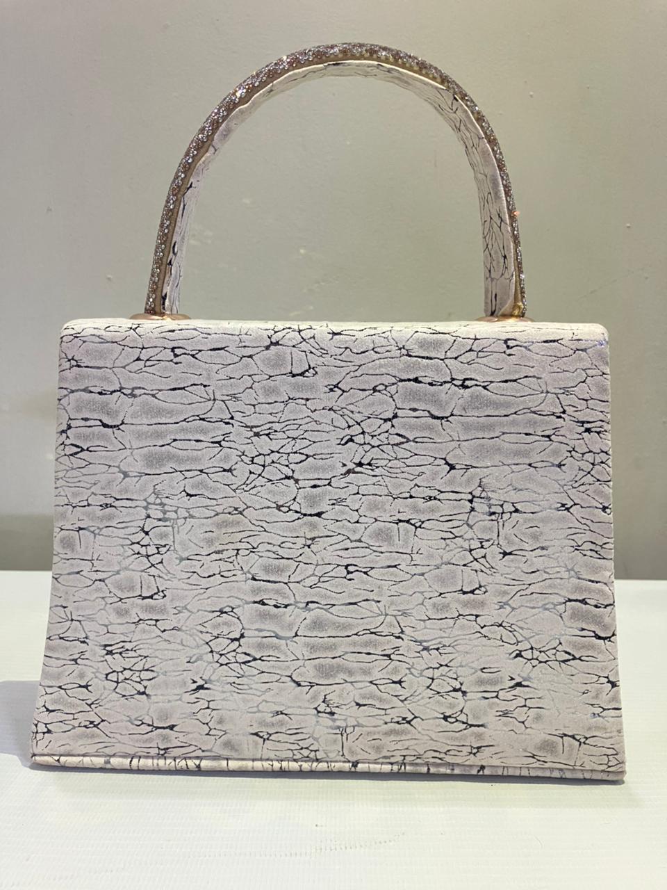 Crystal Butterfly Crackle Finish Handbag | Party Bag with Gold Chain Strap Abeeras Fashion