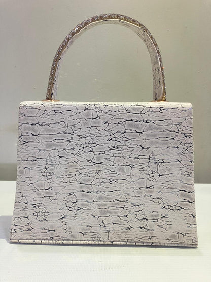 Crystal Butterfly Crackle Finish Handbag | Party Bag with Gold Chain Strap Abeeras Fashion