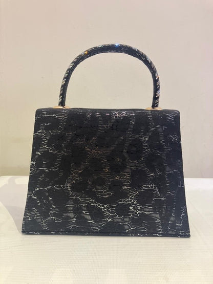 Crystal Butterfly Crackle Finish Handbag | Party Bag with Gold Chain Strap Abeeras Fashion